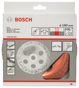 Tungsten carbide grinding head 180 x 22,23 mm, medium, angled - 0