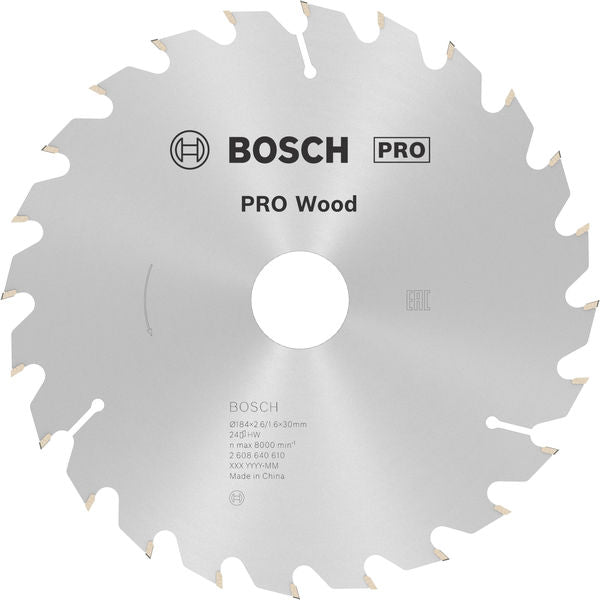 PRO Wood Circular Saw Blade, 184 x 2.6 x 30 mm, T24