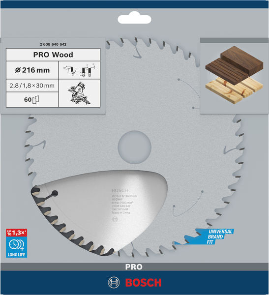 PRO Wood Circular Saw Blade, 216 x 2.8 x 30 mm, T60