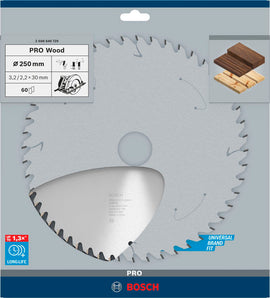 PRO Wood Circular Saw Blade, 250 x 3.2 x 30 mm, T60 - 0
