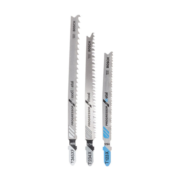 Bosch 3-piece jigsaw blade set T-Shank Progressors for Wood and Metal - image 01