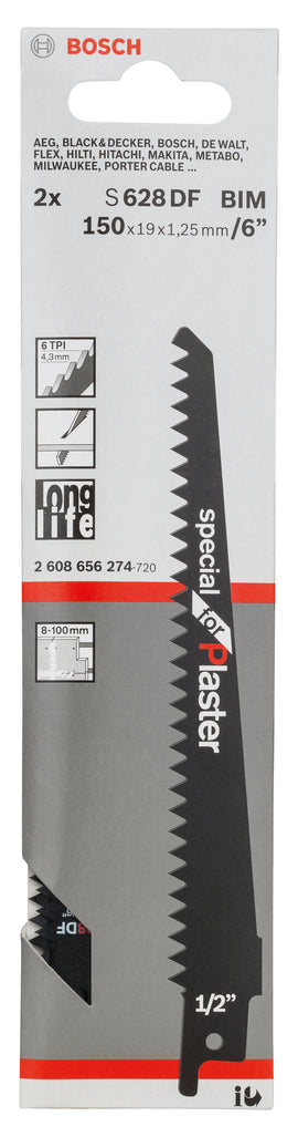 Reciprocating saw blade S 628 DF
 150x19x1.25, 2 pc - 0