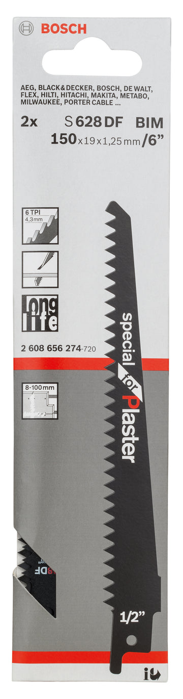 Reciprocating saw blade S 628 DF
 150x19x1.25, 2 pc - 0