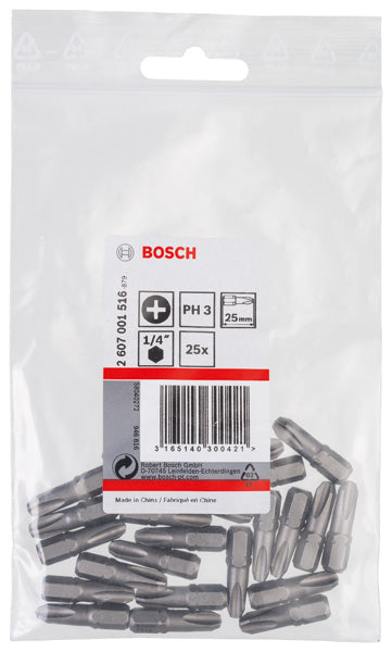 Screwdriver bit Extra Hard PH 3, 25 mm, 25 pc, plastic bag