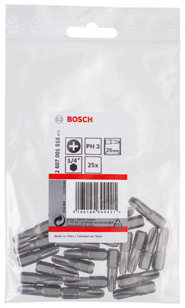 Screwdriver bit Extra Hard PH 3, 25 mm, 25 pc, plastic bag - 0