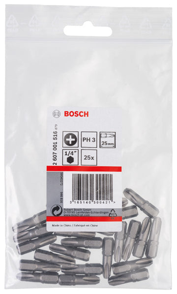 Screwdriver bit Extra Hard PH 3, 25 mm, 25 pc, plastic bag - 0