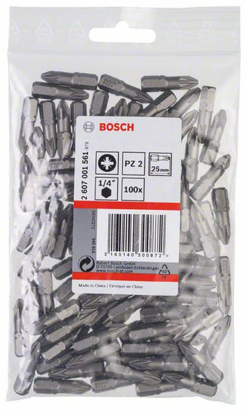 Bosch Screwdriver bit Extra Hard PZ2 25mm 100pcs - 0