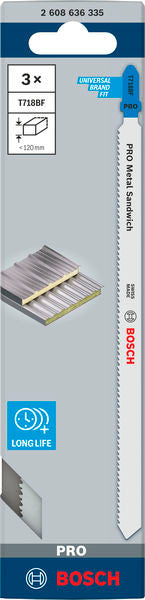 PRO Metal Sandwich T718BF Jigsaw Blade, 180 mm, 3 pcs - 0
