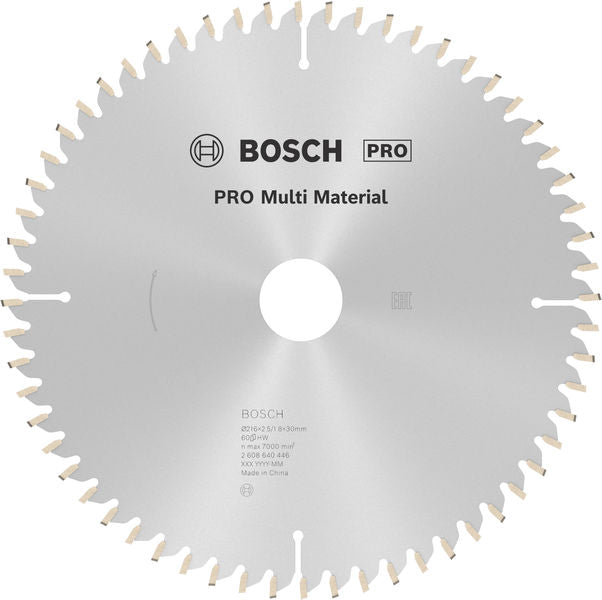 PRO Multi Material Circular Saw Blade, 216 x 2.5 x 30 mm, T60