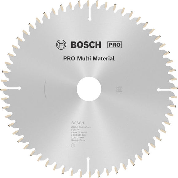 PRO Multi Material Circular Saw Blade, 216 x 2.5 x 30 mm, T60