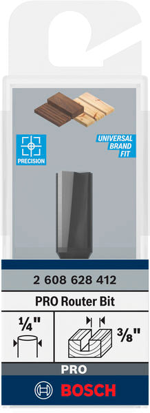 PRO Router Straight Bit, Two Flutes, Ø 3/8? x L 49/64?, Shank 1/4?
 D1 9,5 mm, L 19,5 mm, G 51 mm - 0