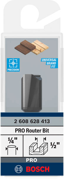 PRO Router Straight Bit, Two Flutes, Ø 1/2? x L 49/64?, Shank 1/4?
D1 12,7 mm, L 19,5 mm, G 51 mm - 0