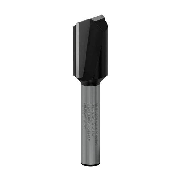 PRO Router Straight Bit, Two Flutes, Ø 1/2? x L 49/64?, Shank 1/4?
D1 12,7 mm, L 19,5 mm, G 51 mm - image 01