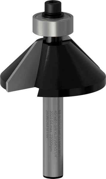 PRO Router Bit Chamfer, 45°, Shank 1/4?
D1 34,9 mm, B 13 mm, L 14,6 mm, G 56 mm, 45°