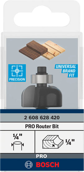PRO Router Bit Cove, R 1/4?, Shank 1/4?
 R1 6,3 mm, D 25,4 mm, L 12,7 mm, G 54 mm - 0