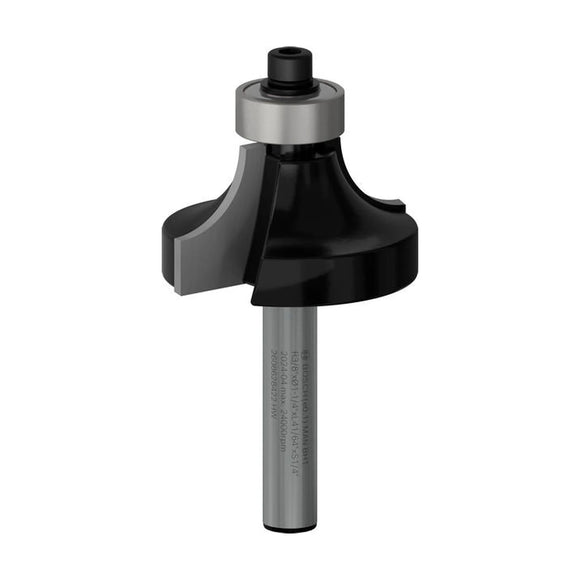 PRO Router Bit Rounding Over, R 3/8?, Shank 1/4?
R1 9,5 mm, D 31,8 mm, L 16,2 mm, G 57 mm - image 01