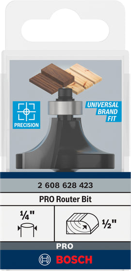 PRO Router Bit Rounding Over, R 1/2?, Shank 1/4?
, R1 12,7 mm, D 38,1 mm, L 18,6 mm, G 60 mm - 0