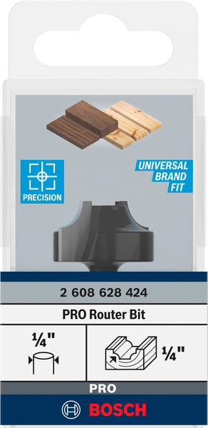 PRO Router Bit Ovolo, R 1/4?, Shank 1/4?
 R1 6,3 mm, D 25,4 mm, L 14 mm, G 46 mm - 0
