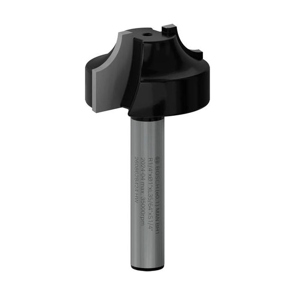 PRO Router Bit Ovolo, R 1/4?, Shank 1/4?
 R1 6,3 mm, D 25,4 mm, L 14 mm, G 46 mm - image 01