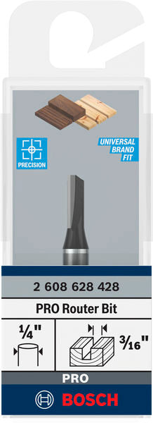 PRO Router Straight Bit, One Flute, Ø 3/16? x L 31/64?, Shank 1/4? D1 4,8 mm, L 12,7 mm, G 51 mm - 0