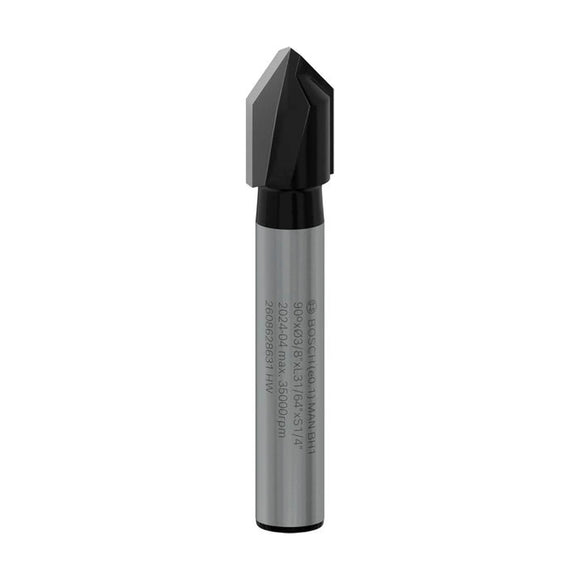 PRO Router Bit V-Groove, 90° x Ø 3/8?, Shank 1/4?
 D1 9,5 mm, L 12,4 mm, G 45 mm, 90° - image 01
