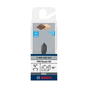 PRO Router Bit V-Groove, 90° x Ø 3/8?, Shank 1/4?
 D1 9,5 mm, L 12,4 mm, G 45 mm, 90° - image 02
