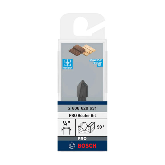 PRO Router Bit V-Groove, 90° x Ø 3/8?, Shank 1/4?
 D1 9,5 mm, L 12,4 mm, G 45 mm, 90° - image 02