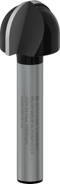 PRO Router Bit Core Box, R 5/16?, Shank 1/4?
 R1 8 mm, D 15,9 mm, L 12,3 mm, G 45 mm