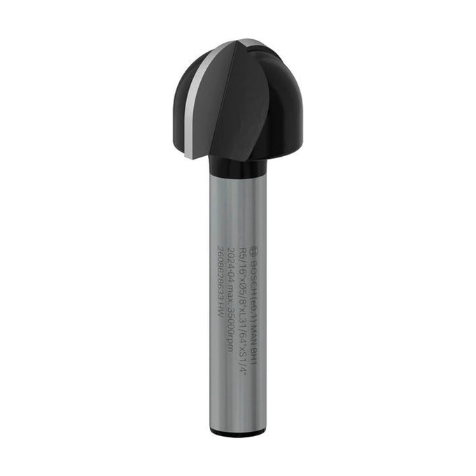 PRO Router Bit Core Box, R 5/16?, Shank 1/4?
 R1 8 mm, D 15,9 mm, L 12,3 mm, G 45 mm - image 01
