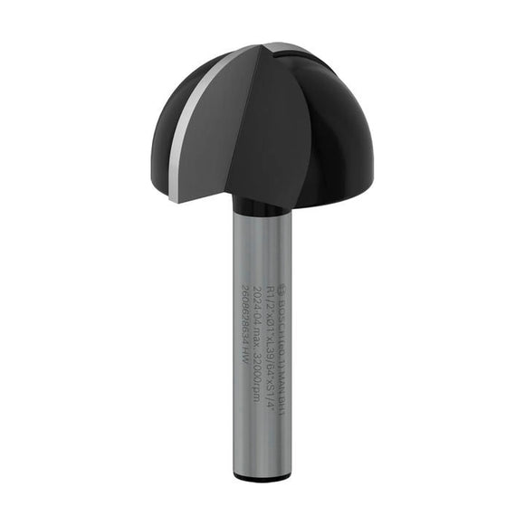 PRO Router Bit Core Box, R 1/2?, Shank 1/4?
 R1 12,7 mm, D 25,4 mm, L 15,6 mm, G 49 mm - image 01