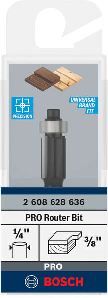 PRO Router Bit Bottom Bearing Flush Trim, Ø 3/8? x L 17/32?, Shank 1/4?
 D1 9,5 mm, L 14,3 mm, G 56 mm - 0