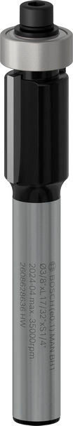PRO Router Bit Bottom Bearing Flush Trim, Ø 3/8? x L 17/32?, Shank 1/4?
 D1 9,5 mm, L 14,3 mm, G 56 mm