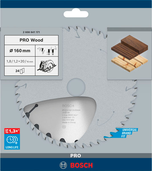 PRO Wood Circular Saw Blade, 160 x 1.8 x 20 mm, T24