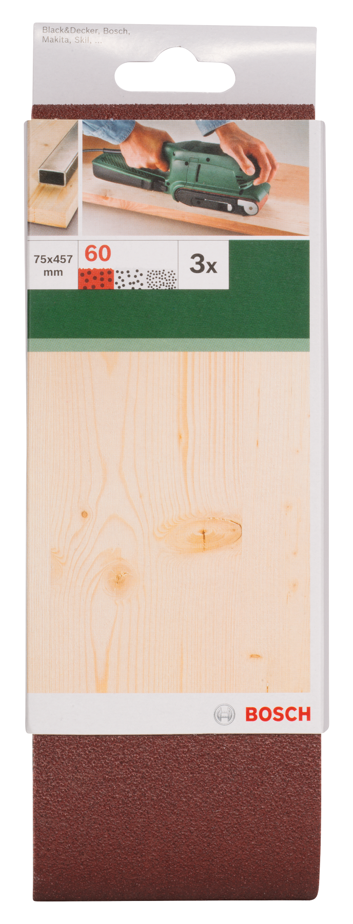 Sanding bel red quality for belt sanders, 75 x 457 mm, 60, 3 pc - 0