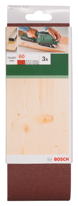 Sanding bel red quality for belt sanders, 75 x 457 mm, 60, 3 pc - 0