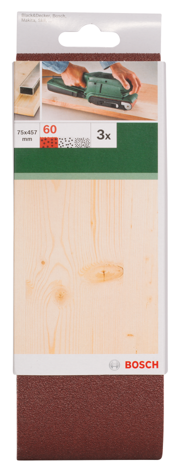 Sanding bel red quality for belt sanders, 75 x 457 mm, 60, 3 pc - 0