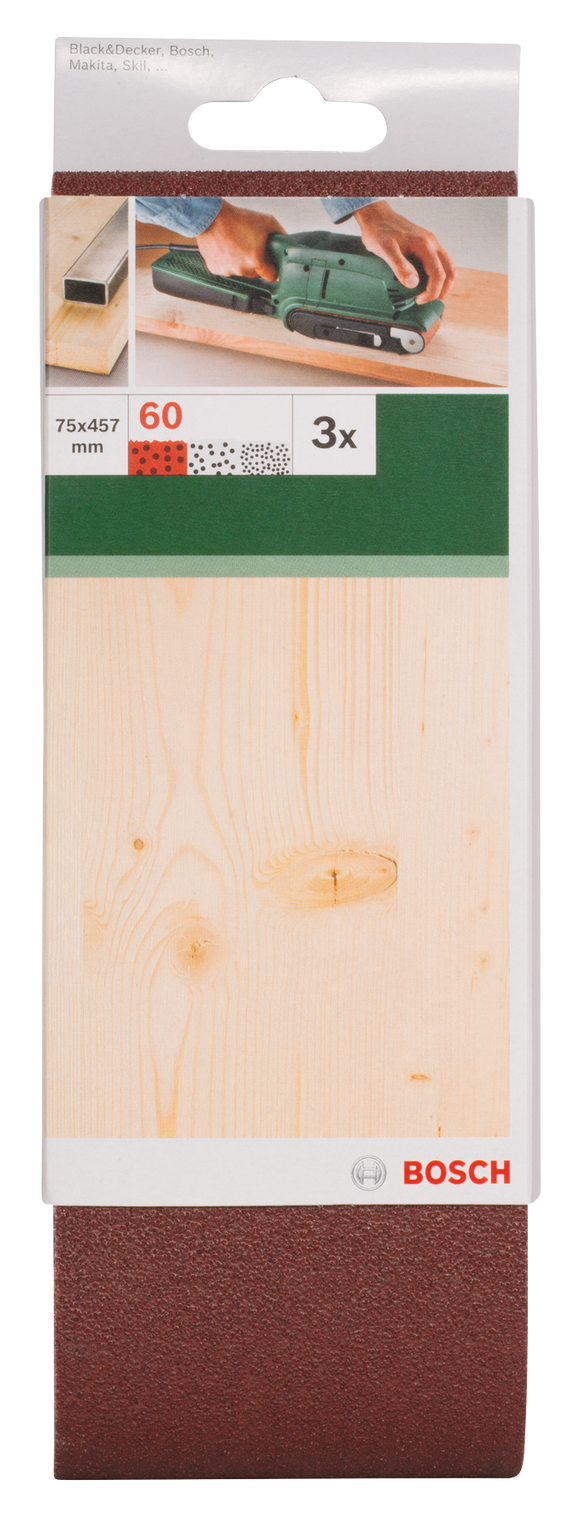Sanding bel red quality for belt sanders, 75 x 457 mm, 60, 3 pc