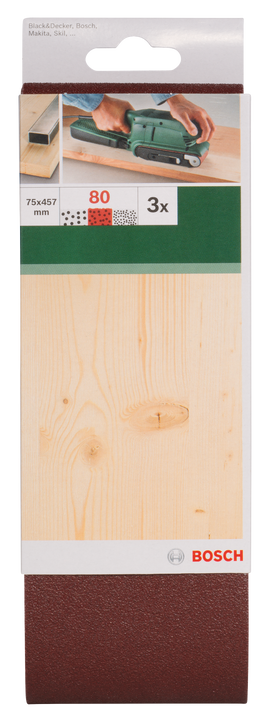 Sanding bel red quality for belt sanders, 75 x 457 mm, 80, 3 pc - 0