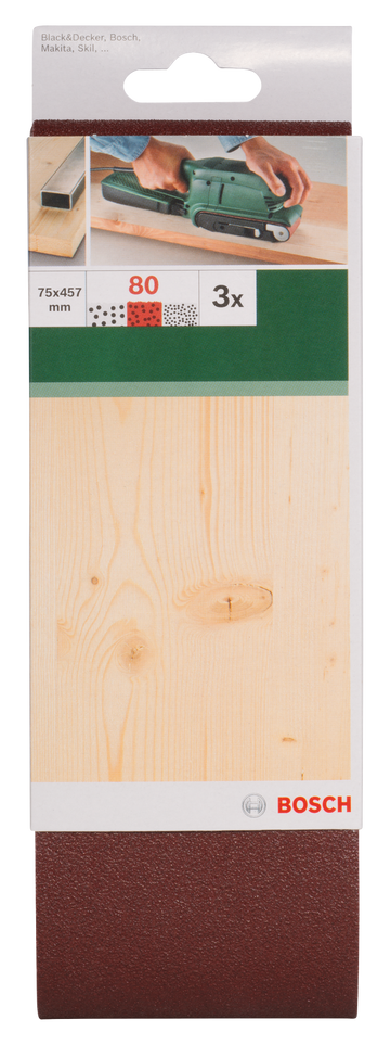 Sanding bel red quality for belt sanders, 75 x 457 mm, 80, 3 pc - 0