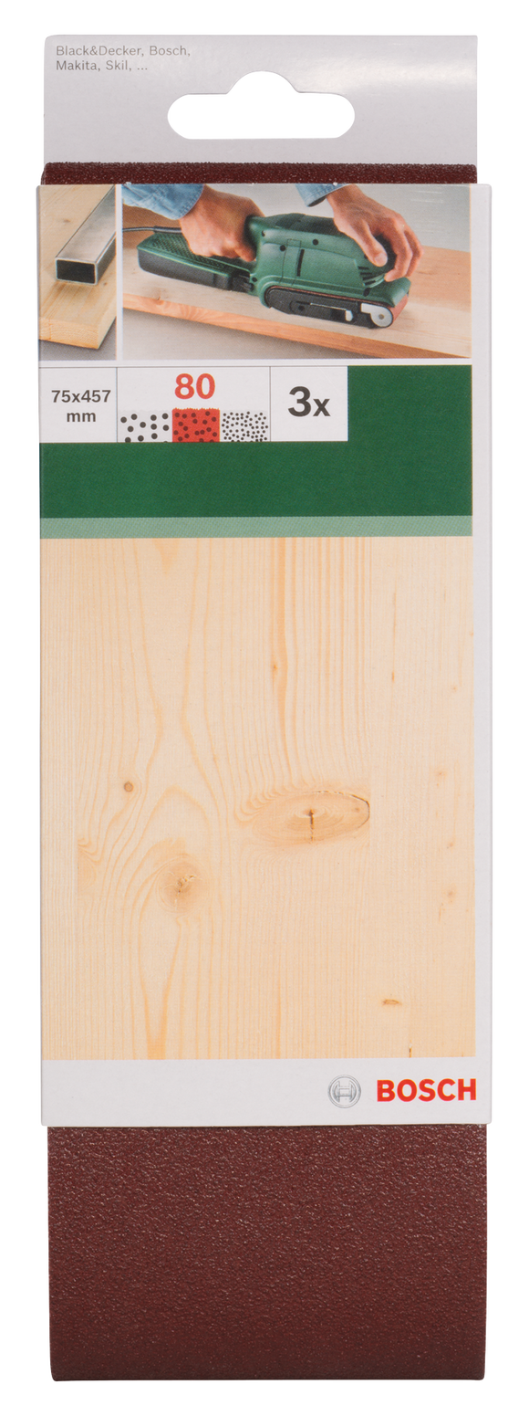 Sanding bel red quality for belt sanders, 75 x 457 mm, 80, 3 pc