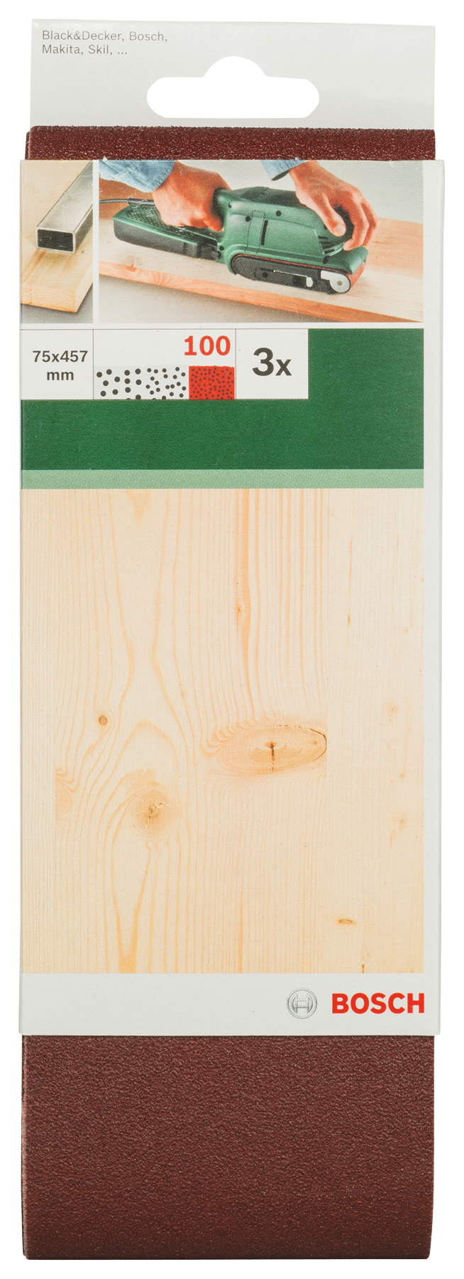 Sanding bel red quality for belt sanders, 75 x 457 mm, 100, 3 pc - 0