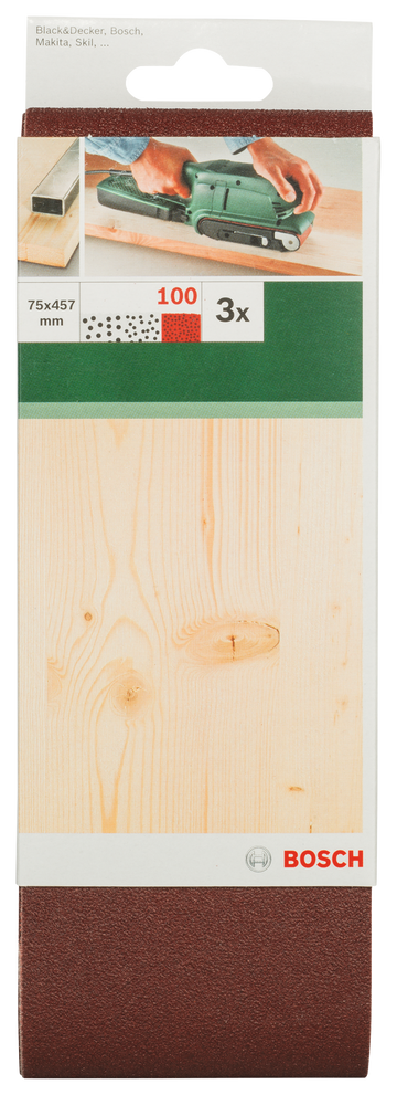 Sanding bel red quality for belt sanders, 75 x 457 mm, 100, 3 pc - 0