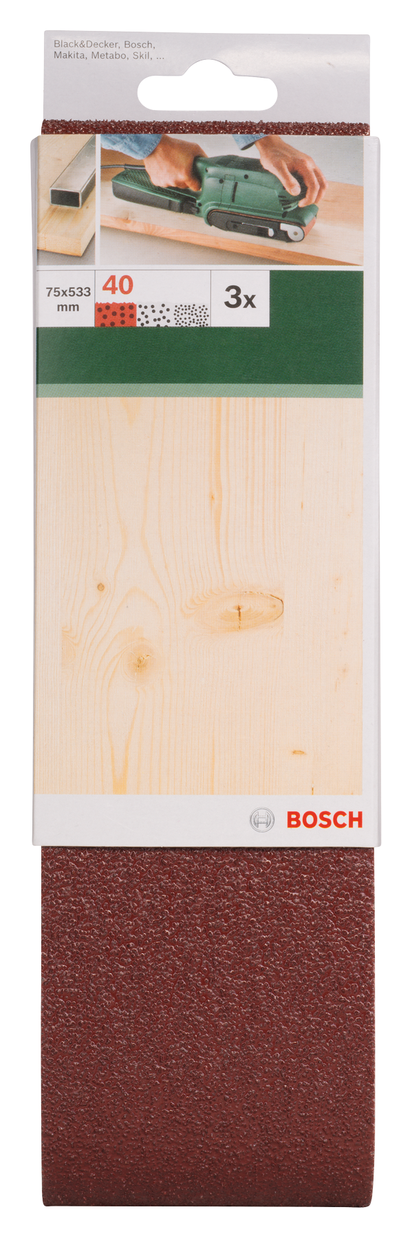 Sanding bel red quality for belt sanders, 75 x 533 mm, 40, 3 pc - 0