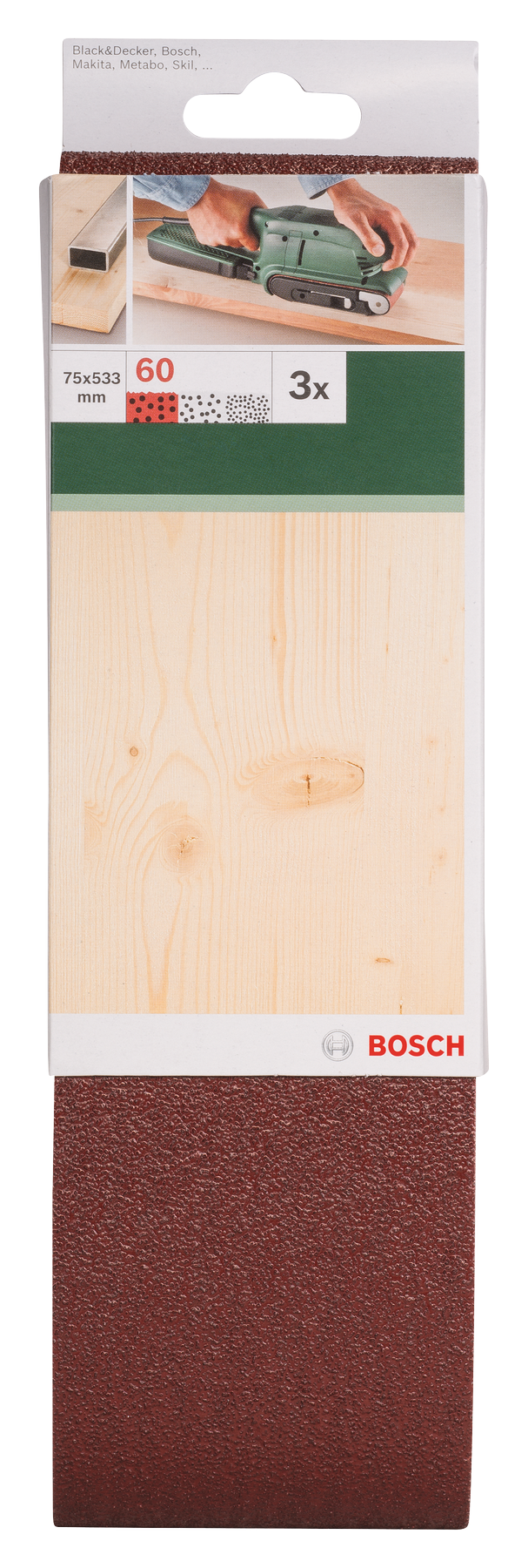 Sanding bel red quality for belt sanders, 75 x 533 mm, 60, 3 pc - 0