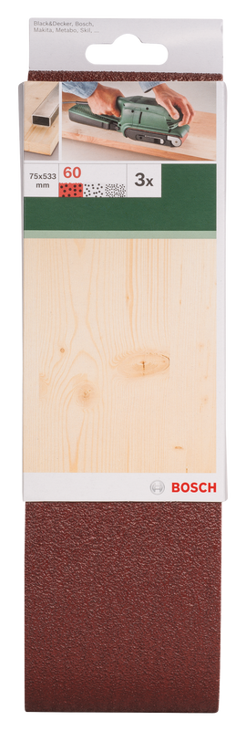 Sanding bel red quality for belt sanders, 75 x 533 mm, 60, 3 pc - 0