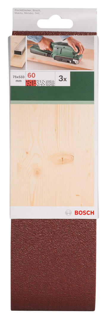 Sanding bel red quality for belt sanders, 75 x 533 mm, 60, 3 pc - 0