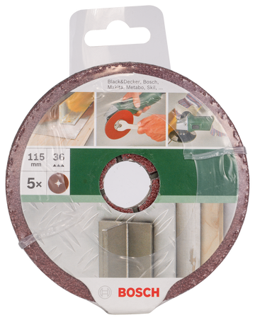Bosch fibre sanding disc set for angle grinders, aluminium oxide 115 mm, 36, 5 pc - 0