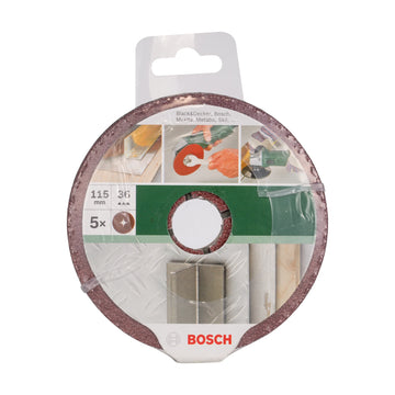 Bosch fibre sanding disc set for angle grinders, aluminium oxide 115 mm, 36, 5 pc - image 02