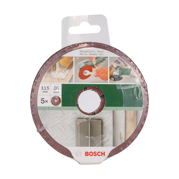 Bosch fibre sanding disc set for angle grinders, aluminium oxide 115 mm, 36, 5 pc - image 02