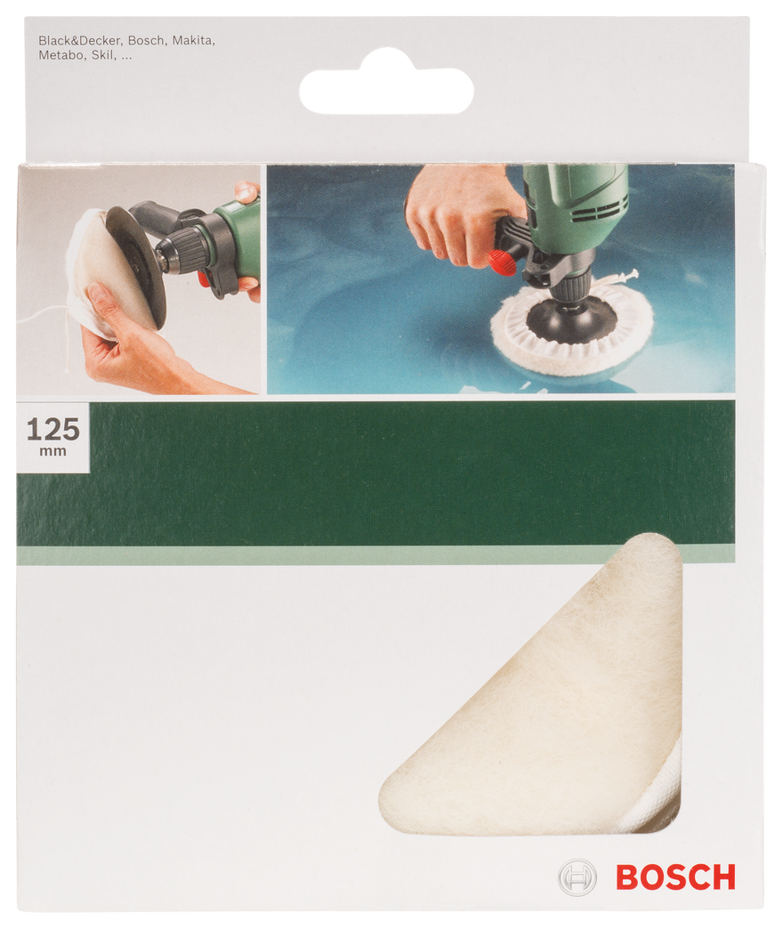 Lambswool bonnet for drill clamped, 125 mm - 0